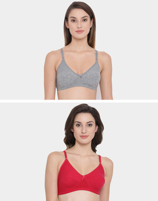 Clovia Women Full Coverage Non Padded Bra(Red, Grey)