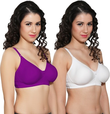 INGRID Women Full Coverage Non Padded Bra(White, Purple)