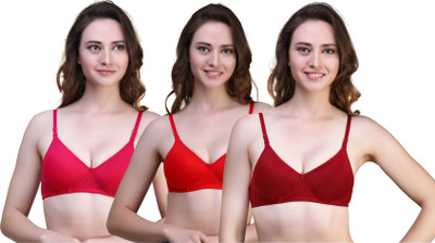 Prynkx by Prynkx Women's Comfortable Bra Combo Pack Women Push-up Heavily Padded Bra(Maroon, Red, Pink)