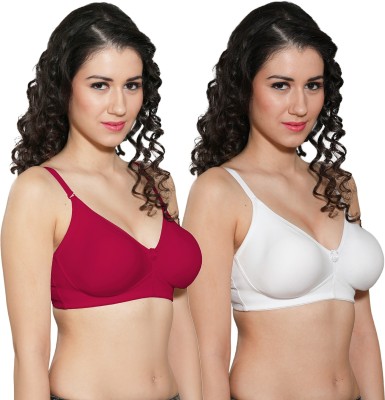 INGRID Women Full Coverage Non Padded Bra(Maroon, White)