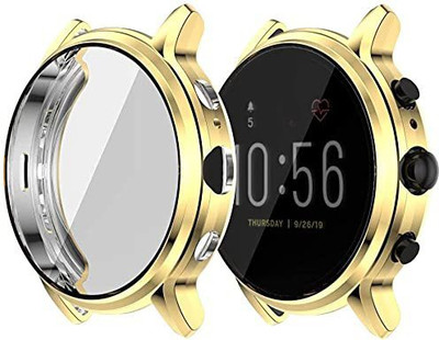 KAZUKI Front and Back Screen Guard for Soft TPU Front Protection Case Cover for Fossil Gen 5 Carlyle Smart Watch (Flexible|Silicone|(Gold)(Pack of 1)