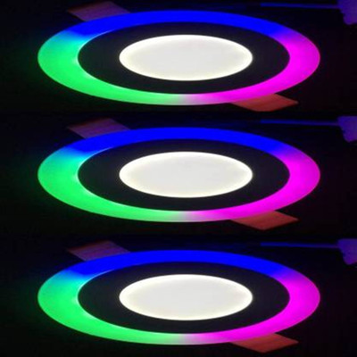 Online Generation 12 watt LED Round Panel Light Ceiling POP Down Indoor Light LED 3D Effect Lighting Multi Coloured & White Pack of 3 Bulb Recessed Ceiling Light Ceiling Lamp(Multicolor)