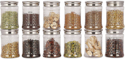 SAURA Saura -Crystal Pet jars with Steel Cap -200 ml set of 12 Pieces - 200 ml Plastic Utility Container(Pack of 12, Clear, Silver) Flipkart