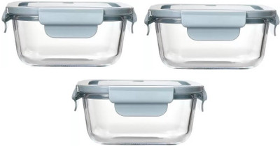 IndusBay Glass Utility Container  - 350 ml(Pack of 3, Clear)