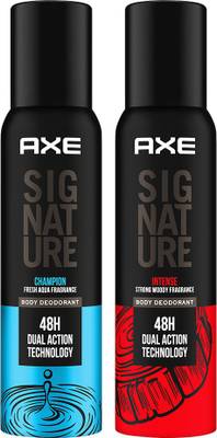 AXE Signature Intense and Champion long Lasting No Gas Deo Perfume For Men (Pack of 2) Body Spray  -  For Men  (154 ml, Pack of 2)