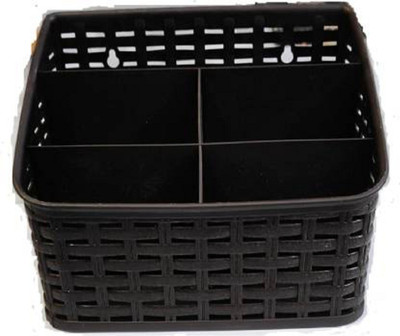PuthaK 5 Compartments Plastic Pencil Stand(Black)