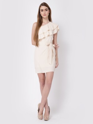 miss haute Women Sheath Beige Dress