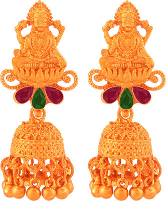 SPARGZ Laxmi Alloy Daily Wear Gold Plated Ruby Alloy Jhumki Earring