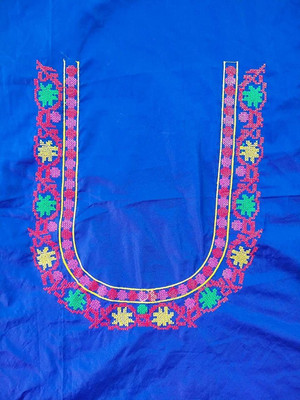 Vignatha Tailors Silk Blend Embroidered Blouse Material