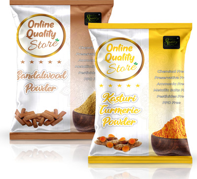 Online Quality Store Kasturi Turmeric Powder For Face + Pure Organic Sandalwood Powder For Skin Whitening_200g(200 g)