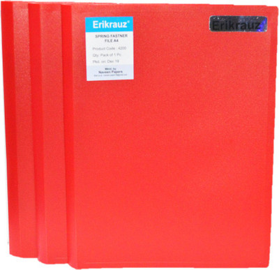 ERIKRAUZ PVC CLIP FILE DOCUMENT FOLDER A4(Set Of 1, Red)