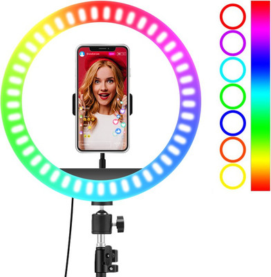 Webilla High Quality RGB 10 Inch Ring Light Colorful Professional Photography Dimmable Studio Lighting for Live Streaming, Advertising Photography, Video shooting Ring Flash(Multicolor)