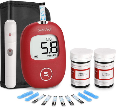 Sinocare Safe AQ Smart With 50Strips Blood Glucose Monitoring Glucometer(Red)