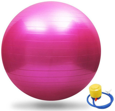 Fitguru EXERCISE BALL 55 CM PINK WITH FOOT PUMP Gym Ball(With Pump)