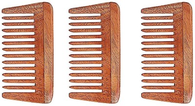 dhriyag Handmade Natural Pure Healthy Neem Wooden Comb Wide Tooth for Hair Growth,Anti-Dandruff Comb For Women And Men (Combo Pack of 3)