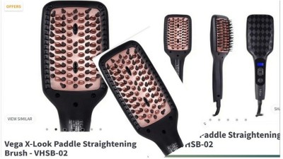 VEGA VHSB-02 Paddle Straightening( Hair X-Look Brush) Pack of=1 Hair Straightener Brush(Black)