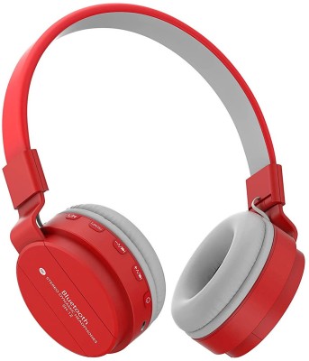 Worricow SH-12 Dynamic 3D Bass Sound Hi Fi Gaming Wireless Headphone Bluetooth(Red, On the Ear)