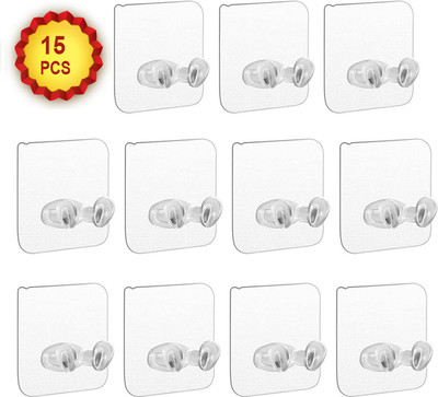 Wishland Self Adhesive Wall Hooks for Power Plug Socket Holder, Toothbrush , Wall Mounted, Multi-Function Wall Storage Hook Pack Of 15 Pcs Hook 15(Pack of 1)