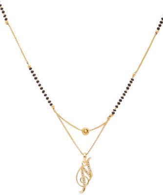 PAREKH ENTERPRISE PAREKH ENTERPRISE ALLOY DESIGNER AMERICAN DIAMOND GOLD PLATED ALPHABET ''S'' MANGALSUTRA Alloy Mangalsutra