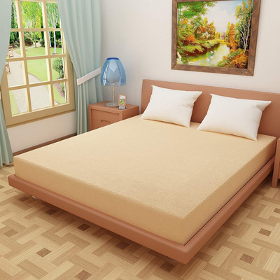 A CUBE LUXURY SOLUTIONS Elastic Strap Double Size Stretchable, Waterproof Mattress Cover(Beige)