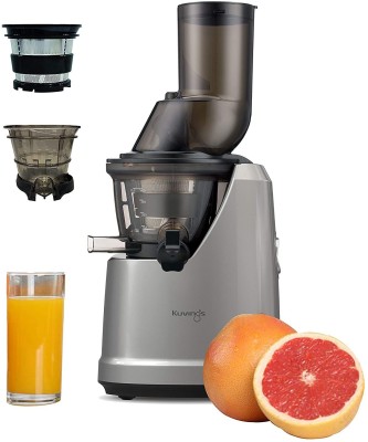 Kuvings by Kuvings Dark Silver Juicer with Smoothie & Sorbet attachments. B1700 Professional Cold Press Juicer 240 W Juicer (3 Jars, Dark Silver)