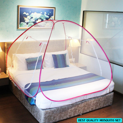 Shreenathji Jewellers Polyester Adults Washable Pink Mosquito Net Foldable Double Bed Net King Size Mosquito Net(Pink, Tent)