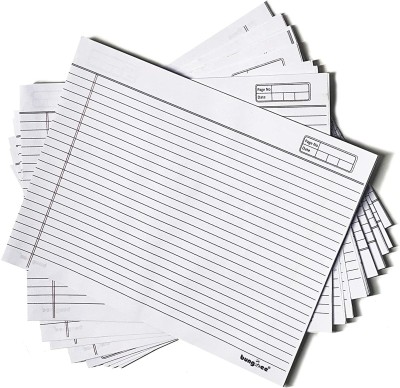 Bungbee Answer Sheet for Exam Practice with Margin,No Hole-Pack of 50 Sheets / 200 Pages Ruled A3 80 gsm A3 Paper(Set of 1, White)