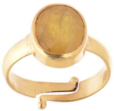 prateek enterprises PRATEEK ENTERPRISES NATURAL YELLOW SAPPHIRE ADJUSTABLE RING Brass Sapphire Gold Plated Ring