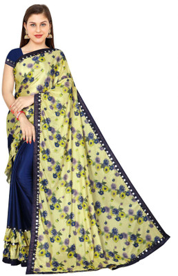 GRIFEZ Embellished Bollywood Lycra Blend Saree(Blue)