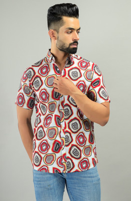 BASE 41 Men Printed Casual White Shirt
