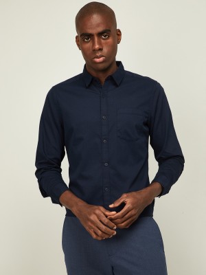 Fame Forever by Lifestyle Men Solid Casual Dark Blue Shirt
