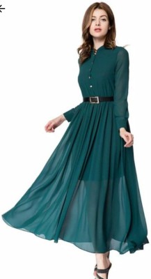 TRUE WESTIES Women Maxi Green Dress