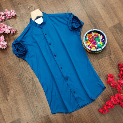 AD FASHION Men Solid Casual Blue Shirt