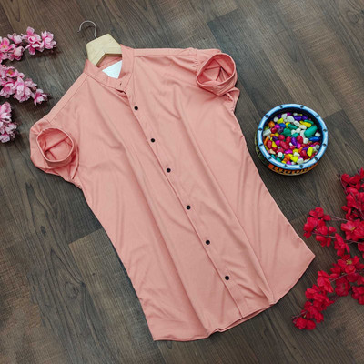 AD FASHION Men Solid Casual Pink Shirt