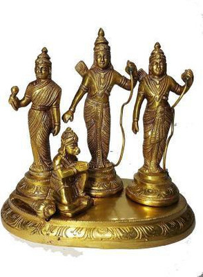 aditicrafts Lord Ram Janki Parivar /Family Idol | Brass Ram Darbar Murti | (Rama Sita Lakshman Hanuman Statue Decorative Showpiece  -  16 cm(Brass, Gold)