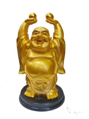 Rcv Art Lucky Happy Man Laughing Buddha Holding Wealth Coin and Ingots Statue For Attracting Money Prosperity Financial Luck Home Decor Gift Decorative Showpiece Decorative Showpiece  -  12 cm(Polyresin, Gold) Rcv Art Lucky Happy Man Laughing Buddha Holding Wealth Coin and Ingots Statue For Attracting Money Prosperity Financial Luck Home Decor Gift Decorative Showpiece Decorative Showpiece  -  12 cm(Polyresin, Gold)
