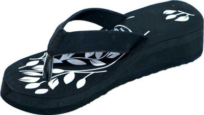 Komfy Women Flip Flops(Black , 6)