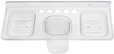 Altroz Transparent Plastic Unbreakable Soap Dish Tooth Brush Paste Holder Home 4 in 1(White)