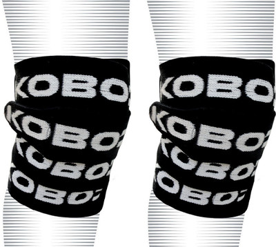 KOBO Power Weight Lifting Wraps Bandages Knee Support(Black)