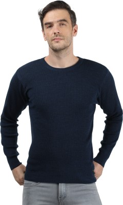 MONTE CARLO Striped Round Neck Casual Men Blue Sweater