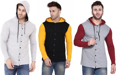 tfurnish Solid Men Hooded Neck Multicolor T-Shirt