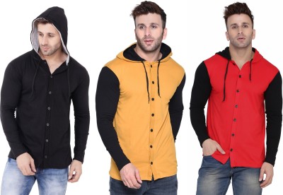 tfurnish Solid Men Hooded Neck Multicolor T-Shirt