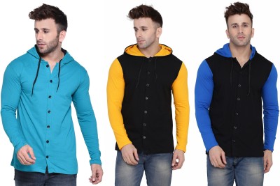 Lawful Casual Solid Men Hooded Neck Multicolor T-Shirt