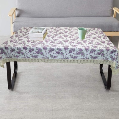 wellhome decor Furnishing Floral 4 Seater Table Cover(Purple, PVC)