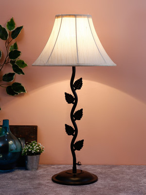 Devansh off-white Cotton Leaf Table lamp Table Lamp(61.5 cm, Black)