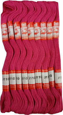 Abn Traders Doli Thread Skeins/ Long Stitched Embroidery Stranded Cotton J110, Pink Thread(90 m Pack of25)