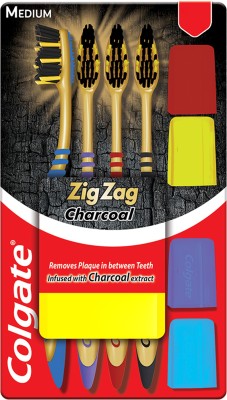 Colgate ZigZag Charcoal Medium Toothbrush(4 Toothbrushes)