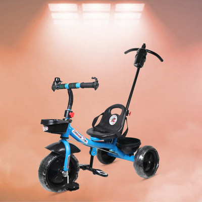Stepupp STP G LIGHT BLUE HANDLE BACK AND FRONT BASKET FOR CHILDREN-10 Tricycle(Blue, Black)