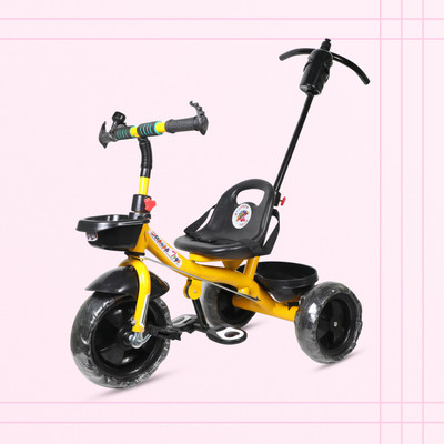 Stepupp YELLOW HANDLE BACK AND FRONT BASKET FOR INFANTS-11 Tricycle(Yellow)