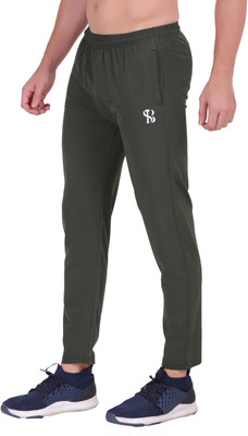 Three brothers Solid Men Dark Green Track Pants